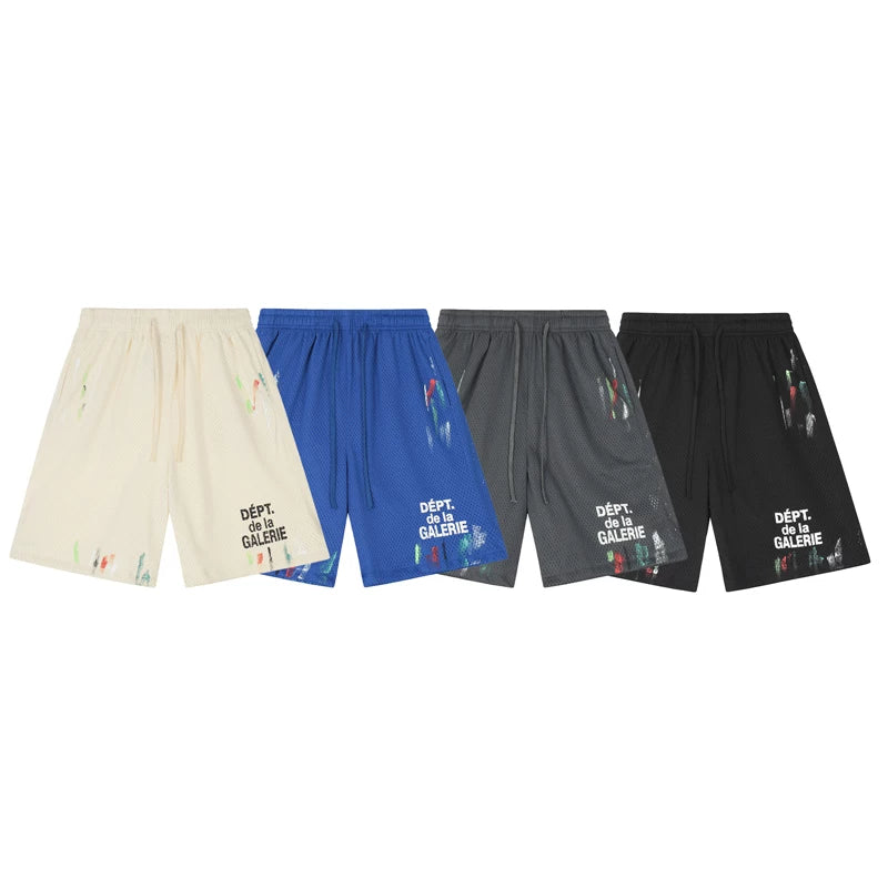 Gallery Fashion Dept Graffiti Mesh Letter Logo Slogan Shorts Cotton Loose Casual Pants Pants