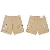 European and American fashion brand Gallery Dep hand-painted splashed ink khaki knife cut work pants American high street casual shorts