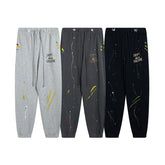 GALLERY Fashion DEPT Vintage Letter LOGO Printed Graffiti Hand drawn Ink Splashed Cotton Hoop Legged Pants