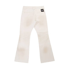European and American fashion brand Gallery Dep dirty, wind, mud, dyed, used, washed, off white, spliced, slightly flared denim pants