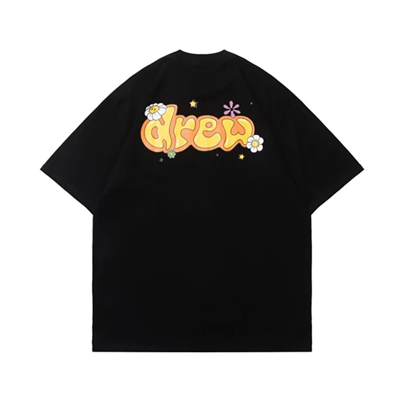 European and American fashion brand Drew's new smiley face letter printed short sleeved summer unisex street hip-hop loose T-shirt