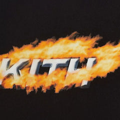 Kith ORBIT FLAME flame box logo, trendy and loose casual men's and women's heavyweight looped round neck hoodie