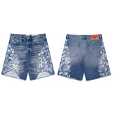 European and American fashion brand Gallery Dep vintage splashed blue washed denim shorts casual pants cropped pants