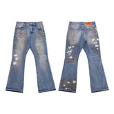European and American fashion brand Gallery Dep embroidery sticker fabric for old, splashed ink heavy industry micro pull jeans for dirty long pants