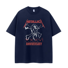 Metallica Vintage Skull Graphic T-Shirt Loose Fit Cotton Rock Tee