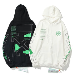 European and American fashion brand OFF warning line WO hooded thin hoodie Spring and Autumn slogan arrow versatile jacket for couples