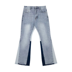 European and American fashion brand Gallery Depot's new splash washed blue micro flared patchwork jeans casual pants