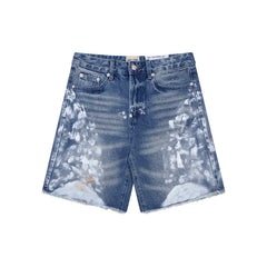 European and American fashion brand Gallery Dep vintage splashed blue washed denim shorts casual pants cropped pants