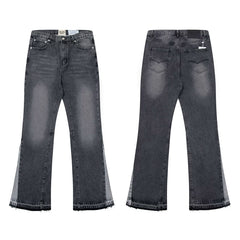 European and American fashion brand Gallery Dep washed black gray micro flared patchwork jeans retro men's and women's casual pants