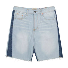 European and American fashion brand Gallery Dep washed light blue spliced denim shorts with knife cut tassel retro casual pants