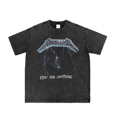 METALLICA Vintage Washed Gray Band Graphic T-Shirt