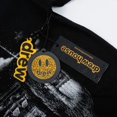 European and American trendy brand Drew smiley face animal world print retro distressed washed black high street loose short sleeved T-shirt tee