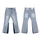 European and American fashion brand Gallery Depot's new splash washed blue micro flared patchwork jeans casual pants