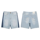 European and American fashion brand Gallery Dep washed light blue spliced denim shorts with knife cut tassel retro casual pants
