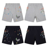 Gallery Trendy Dept hand-painted ink splattered vintage letter logo slogan shorts pure cotton casual pants five quarter pants