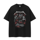 Metallica Vintage Skull T-Shirt Retro Street Loose Fit Cotton Rock Tee