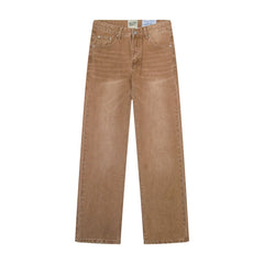 European and American fashion brand Gallery Dep retro brown washed small straight leg leg leg tied jeans high street casual pants