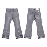 European and American fashion brand Gallery Dept versatile style splashed ink splashed water washed gray micro flared jeans casual pants