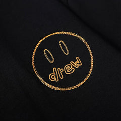 European and American fashion brand Drew embroidered smiley face short sleeved T-shirt for summer unisex loose cotton couple outfit base shirt