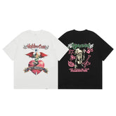 REPRESENT, a trendy European and American brand, features a heart-shaped skull print on a summer unisex loose and casual cotton short sleeved T-shirt