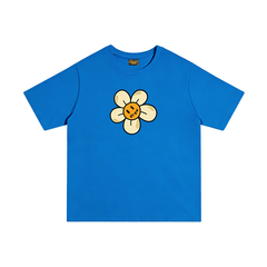 Spot European and American trendy brand Drew smiling sunflower print short sleeved T-shirt, summer loose casual T-shirt