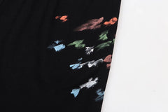 Gallery Trendy Dept hand-painted ink splattered vintage letter logo slogan shorts pure cotton casual pants five quarter pants