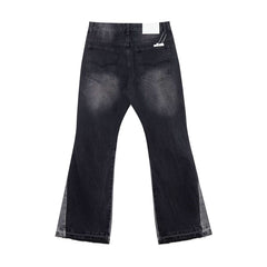 European and American fashion brand Gallery Depot versatile style splash washed black micro flared patchwork jeans casual pants