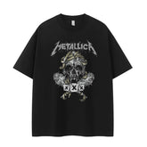 Metallica Vintage Skull Graphic T-Shirt Retro Street Dark Rock Tee