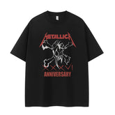 Metallica Vintage Skull Graphic T-Shirt Loose Fit Cotton Rock Tee