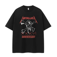 Metallica Vintage Skull Graphic T-Shirt Loose Fit Cotton Rock Tee