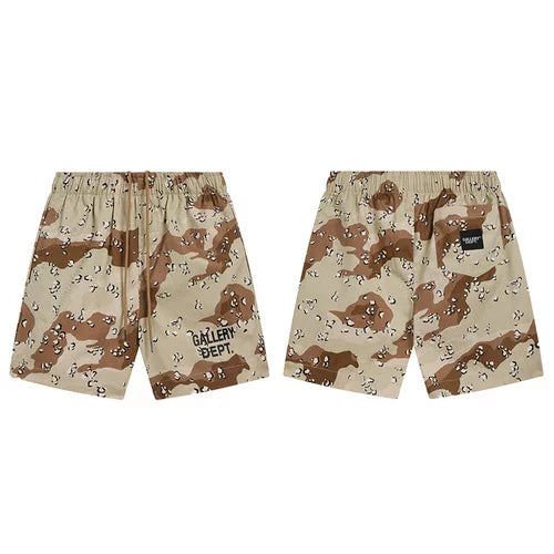 Gallery Trendy Dept Desert Camo Letter Logo Printed Shorts Cotton Casual Pants Loose Quarter Pants