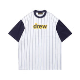 European and American fashion brand Drew smiley face letter printed patchwork short sleeved T-shirt for summer unisex loose cotton top