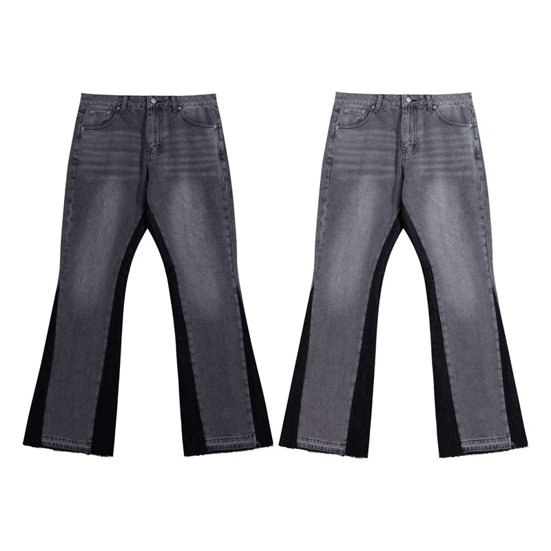 European and American fashion brand Gallery Dep basic style washed gray micro flared patchwork jeans retro casual pants