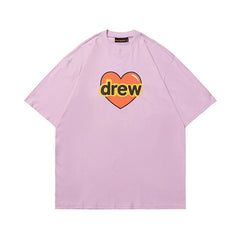 European and American fashion brand Drew's new smiley face love printed short sleeved T-shirt, summer unisex loose cotton top