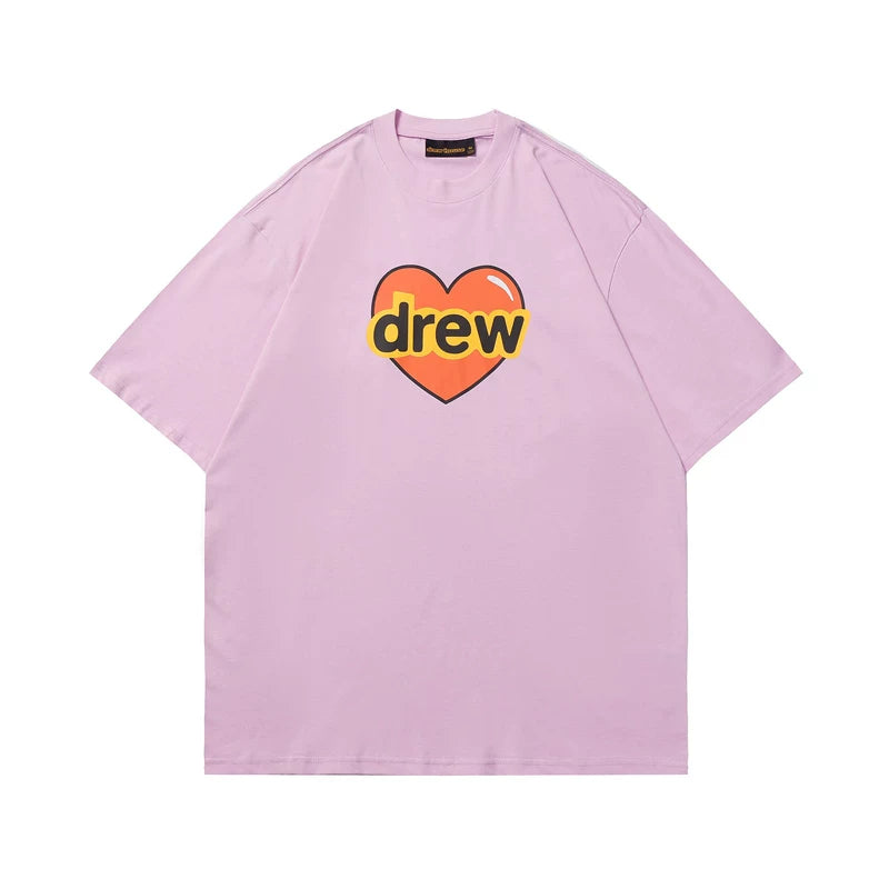 European and American fashion brand Drew's new smiley face love printed short sleeved T-shirt, summer unisex loose cotton top