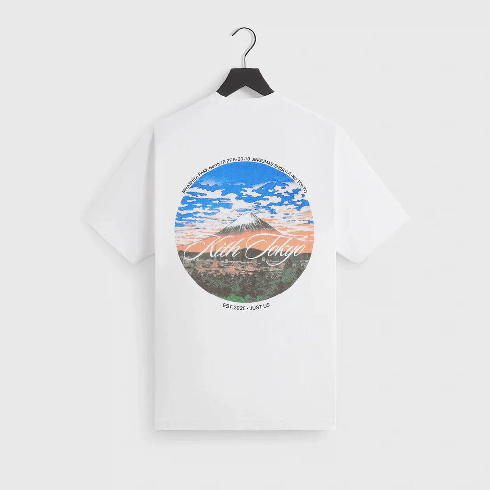 KITH 26ss Tokyo limited edition Fuji Mountain printed pure cotton casual men's short sleeved digital printed couple T-shirt