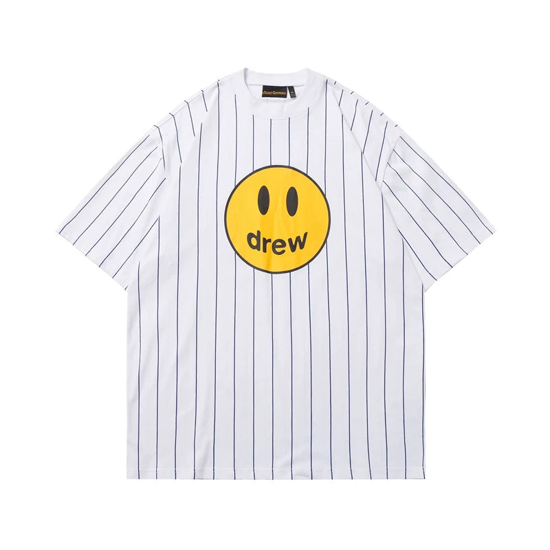 European and American fashion brand Drew's new smiling printed short sleeved T-shirt for summer, unisex student loose half sleeved top