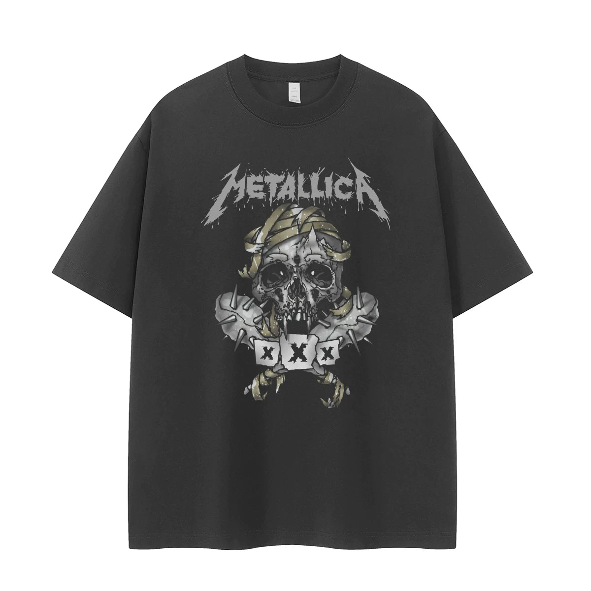 Metallica Vintage Skull Graphic T-Shirt Retro Street Dark Rock Tee