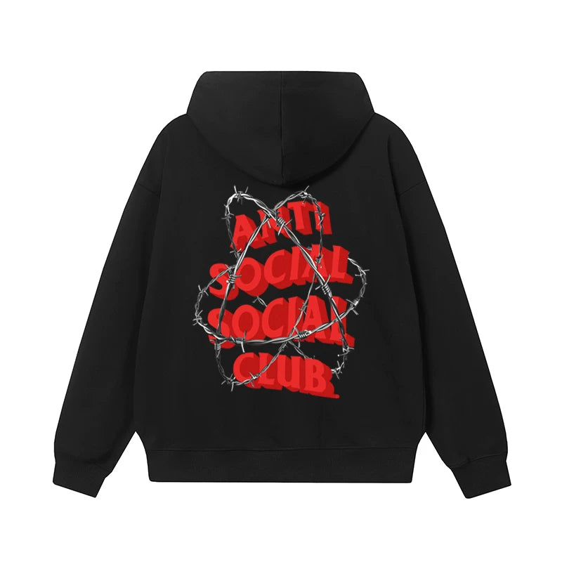 ANTI Socio Socio CLUB ASSC New 3D Thorn Print Men's and Women's Autumn/Winter Hoodie Sweatshirt