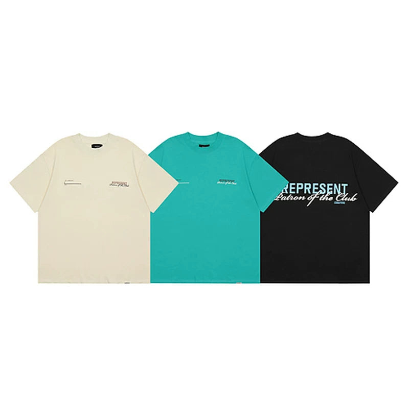 European and American fashion brand REPRESENT London limited edition letter printed short sleeved T-shirt for men and women, loose casual tee