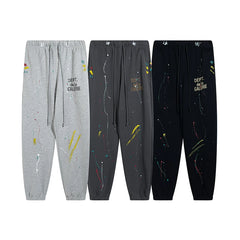 GALLERY Fashion DEPT Vintage Letter LOGO Printed Graffiti Hand drawn Ink Splashed Cotton Hoop Legged Pants