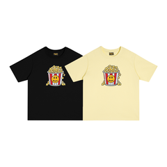 Spot European and American trendy brand Drew smiling popcorn printed short sleeved T-shirt, summer loose casual T-shirt