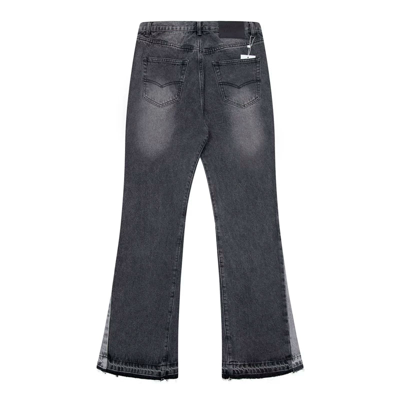 European and American fashion brand Gallery Dep washed black gray micro flared patchwork jeans retro men's and women's casual pants