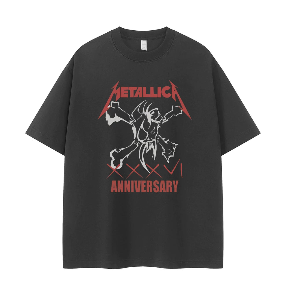 Metallica Vintage Skull Graphic T-Shirt Loose Fit Cotton Rock Tee