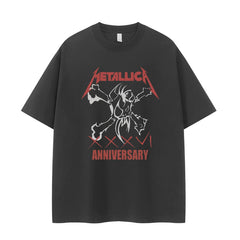 Metallica Vintage Skull Graphic T-Shirt Loose Fit Cotton Rock Tee