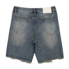 European and American fashion brand Gallery Dep ripped, washed denim shorts, knife cut tassel, retro casual pants