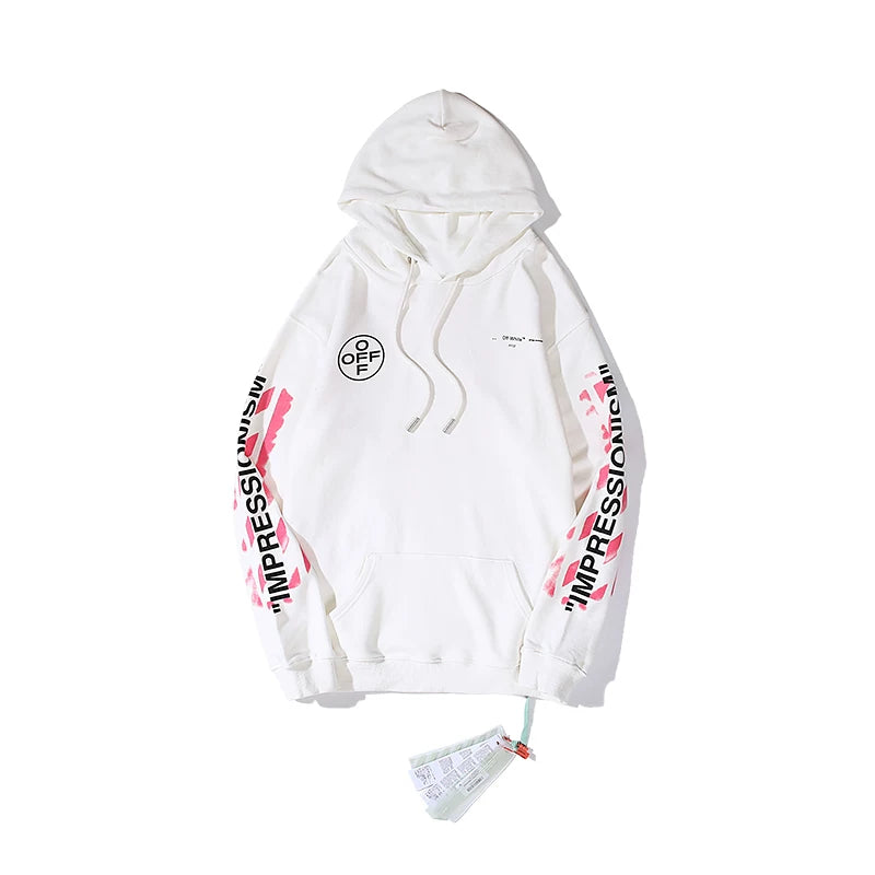 European and American fashion brand OFF warning line WO hooded sweatshirt thin sweatshirt number 99 arrow versatile loose jacket for couples