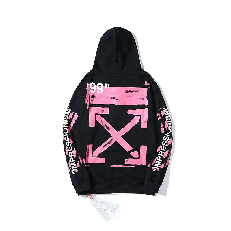 European and American fashion brand OFF warning line WO hooded sweatshirt thin sweatshirt number 99 arrow versatile loose jacket for couples