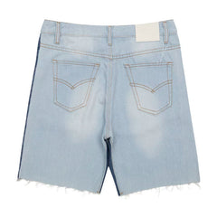 European and American fashion brand Gallery Dep washed light blue spliced denim shorts with knife cut tassel retro casual pants