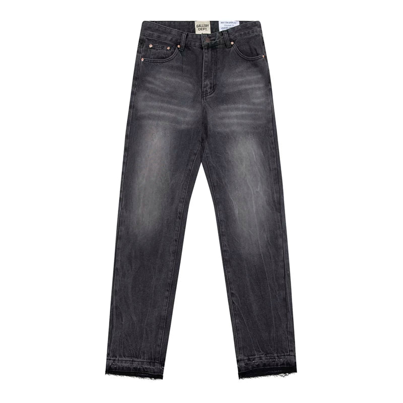 European and American fashion brand Gallery Dep retro washed small straight leg leg leg tied jeans American high street casual pants